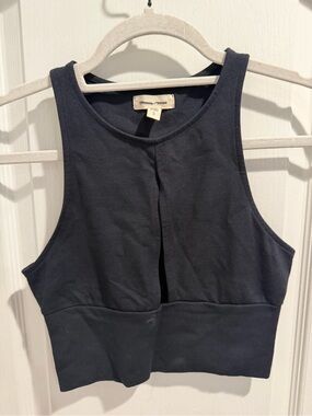 silence + noise Black Sleeveless Crop Top with Front Slit